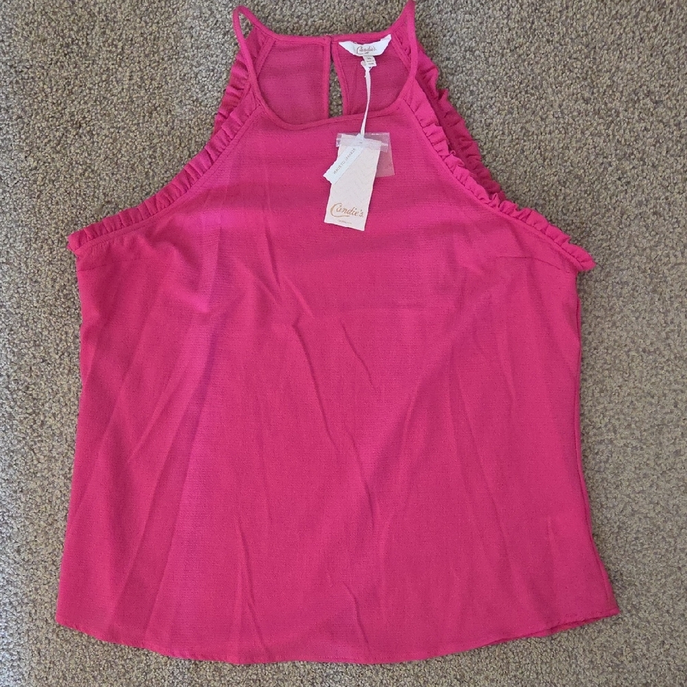 Candie's Vibrant Pink Ruffle Tank Top